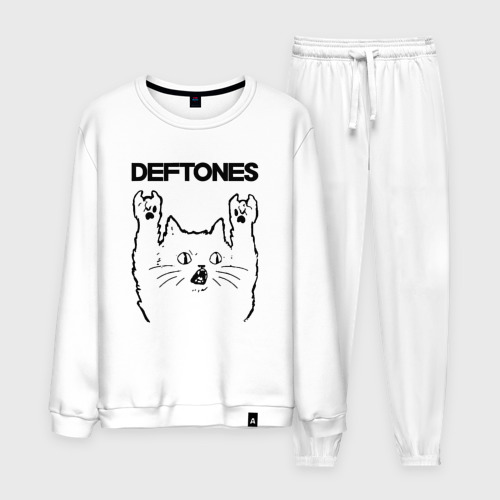 Мужской костюм хлопок Deftones - rock cat, цвет белый