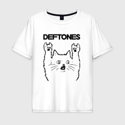 Deftones - rock cat – Футболка оверсайз из хлопка с принтом купить со скидкой в -16%