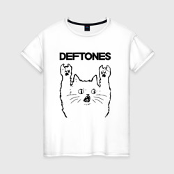 Женская футболка хлопок Deftones - rock cat