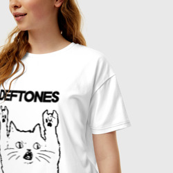 Женская футболка хлопок Oversize Deftones - rock cat - фото 2