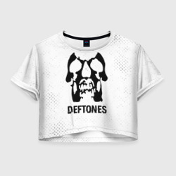 Женская футболка Crop-top 3D Deftones glitch на светлом фоне