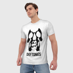 Мужская футболка 3D Deftones glitch на светлом фоне - фото 2