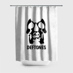 Штора 3D для ванной Deftones glitch на светлом фоне