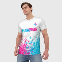 Мужская футболка 3D Manowar neon gradient style: символ сверху - фото 2