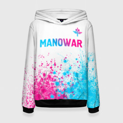Женская толстовка 3D Manowar neon gradient style: символ сверху