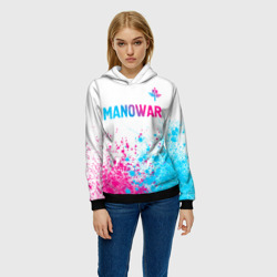 Женская толстовка 3D Manowar neon gradient style: символ сверху - фото 2