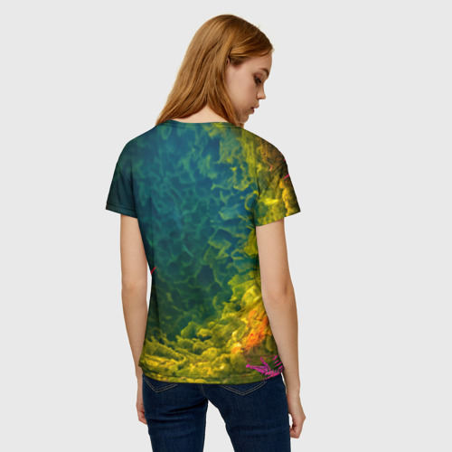 Женская футболка 3D Девушка в подводных джунглях, цвет 3D печать - фото 4