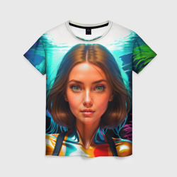Девушка ихтиолог с медузами – Женская футболка 3D с принтом купить со скидкой в -26%