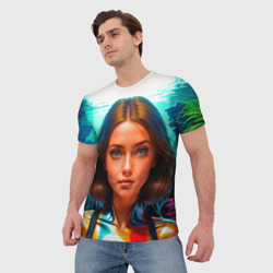 Мужская футболка 3D Девушка ихтиолог с медузами - фото 2