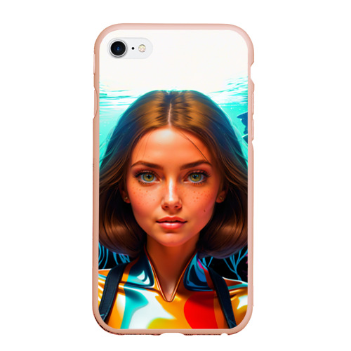 Чехол для iPhone 6/6S Plus матовый с принтом Девушка ихтиолог с медузами, вид спереди #2