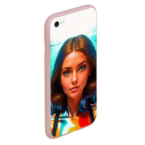 Чехол для iPhone 6/6S Plus матовый с принтом Девушка ихтиолог с медузами, вид сбоку #3