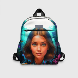 Детский рюкзак 3D Девушка ихтиолог с медузами