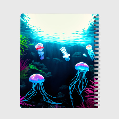 Тетрадь Девушка ихтиолог с медузами, цвет клетка - фото 2