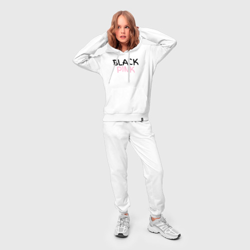 Женский костюм с толстовкой хлопок Граффити BlackPink, цвет белый - фото 3