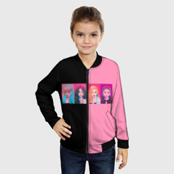 Детский бомбер 3D Группа Black pink на черно-розовом фоне - фото 2