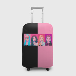 Чехол для чемодана 3D Группа Black pink на черно-розовом фоне