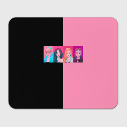 Прямоугольный коврик для мышки Группа Black pink на черно-розовом фоне
