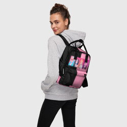 Женский рюкзак 3D Группа Black pink на черно-розовом фоне - фото 2