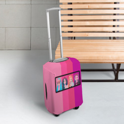 Чехол для чемодана 3D Группа Black pink на фоне оттенков розового - фото 2