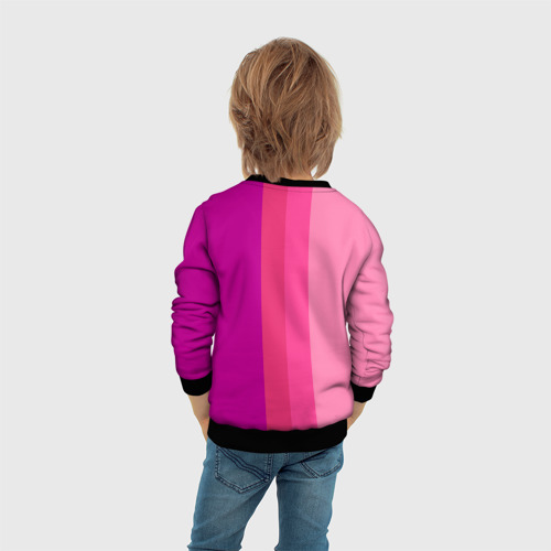 Детский свитшот 3D с принтом Группа Black pink на фоне оттенков розового, вид сзади #2