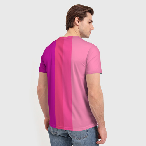 Мужская футболка 3D с принтом Группа Black pink на фоне оттенков розового, вид сзади #2