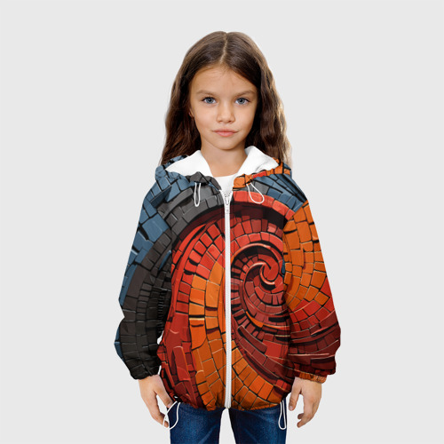 Детская куртка 3D с принтом Кирпичная кладка спираль, вид сбоку #3