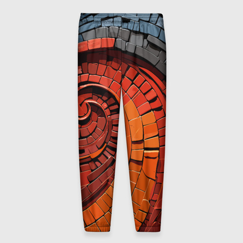 Мужские брюки 3D с принтом Кирпичная кладка спираль, вид сзади #1