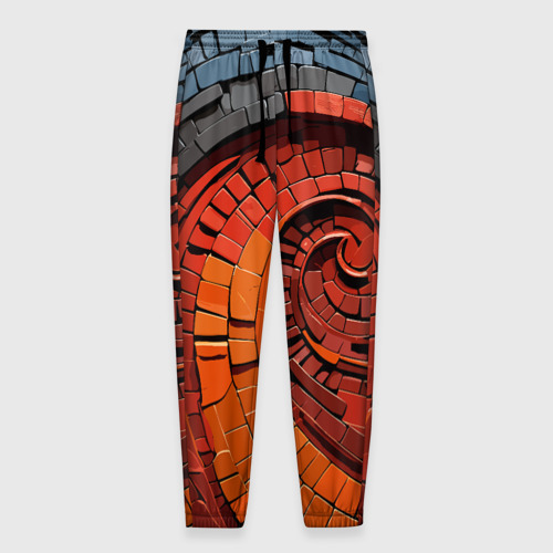 Мужские брюки 3D с принтом Кирпичная кладка спираль, вид спереди #2