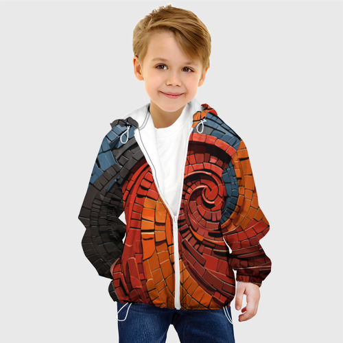 Детская куртка 3D с принтом Кирпичная кладка спираль, фото на моделе #1