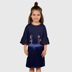 Детское платье 3D Влюблённые с сердцами на темном фоне - фото 2