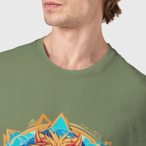 Мужская футболка хлопок Зодиакальный Лев, цвет авокадо - фото 6