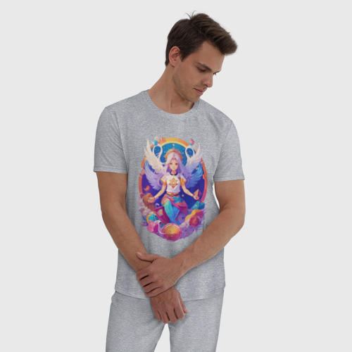 Мужская пижама хлопок Аниме Дева, цвет меланж - фото 3