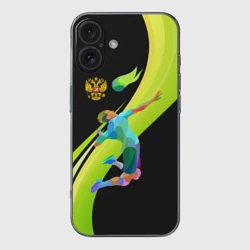 Чехол для iPhone 16 силиконовый с защитой камеры Волейбол Россия