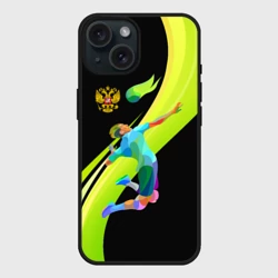 Чехол силиконовый для Apple iPhone 15 матовый Волейбол Россия