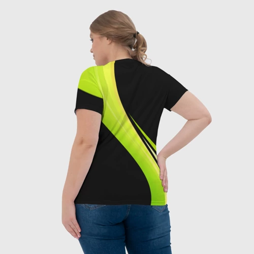 Женская футболка 3D с принтом Волейбол Россия, вид сзади #2