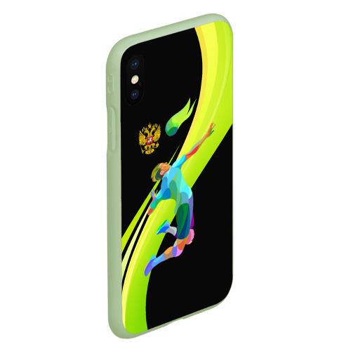 Чехол для iPhone XS Max матовый Волейбол Россия, цвет салатовый - фото 3