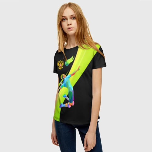 Женская футболка 3D с принтом Волейбол Россия, фото на моделе #1