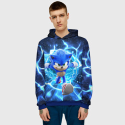 Мужская толстовка 3D Sonic electric waves - фото 2