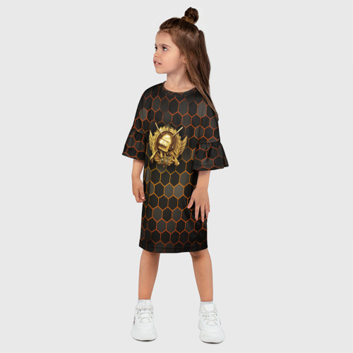 Детское платье 3D с принтом Згип gold logo, фото на моделе #1