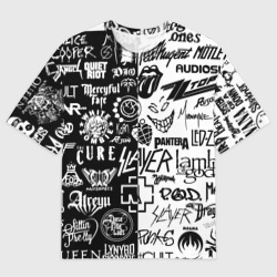 Мужская футболка oversize 3D Логотипы лучших рок групп