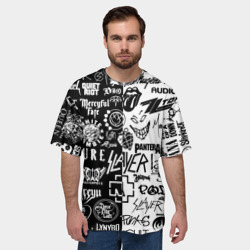 Мужская футболка oversize 3D Логотипы лучших рок групп - фото 2