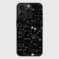 Чехол силиконовый для Apple iPhone 15 Pro Мax матовый Химические формулы на чёрном