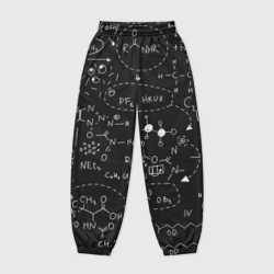 Женские джоггеры оверсайз 3D Химические формулы на чёрном