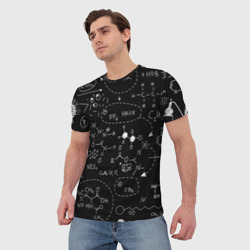 Мужская футболка 3D Химические формулы на чёрном - фото 2