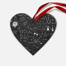Деревянная игрушка Сердце Химические формулы на чёрном