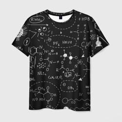 Мужская футболка 3D Химические формулы на чёрном