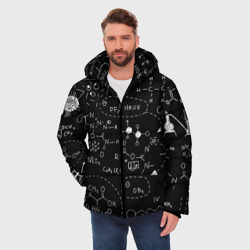 Мужская зимняя куртка 3D Химические формулы на чёрном - фото 2