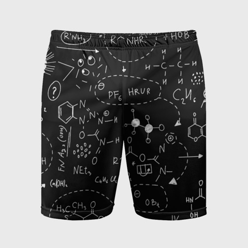 Мужские шорты спортивные Химические формулы на чёрном, цвет 3D печать
