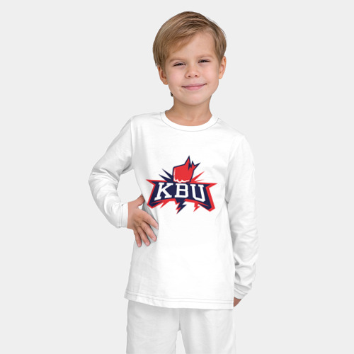 Детская пижама с лонгсливом хлопок с принтом КБУ logo, фото на моделе #1
