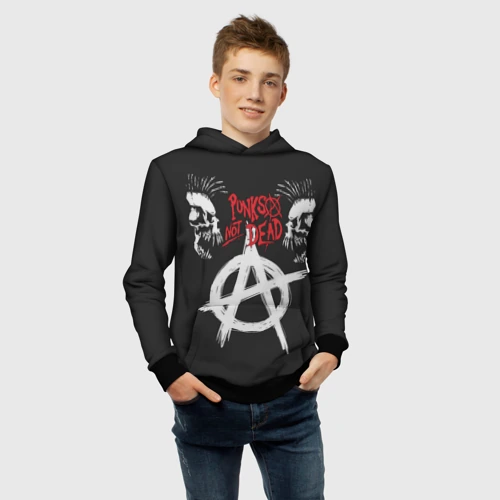Детская толстовка 3D с принтом Punk's not dead - анархия, фото #4
